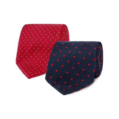 The Collection Pack of two red and navy printed ties